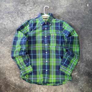 Vintage Hollister Shirt Mens L Green Plaid Y2K Preppy Long Sleeve